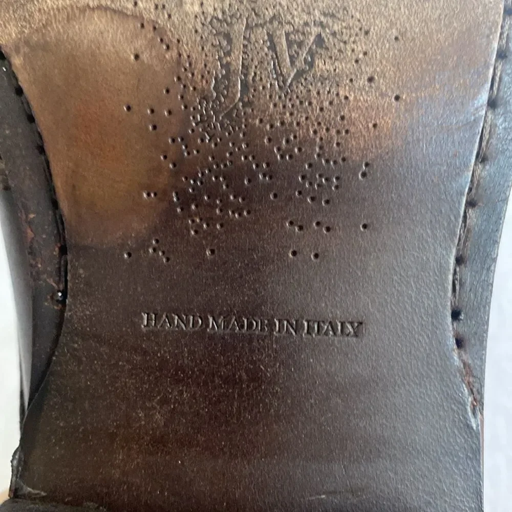 JOHN VARVATOS Men’s Brown Leather Wingtip Derbys Size 11 1/2. Handmade in Italy